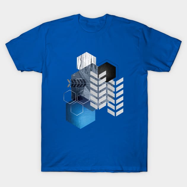 Blue Hexagonal Geometric T-Shirt by UrbanEpiphany